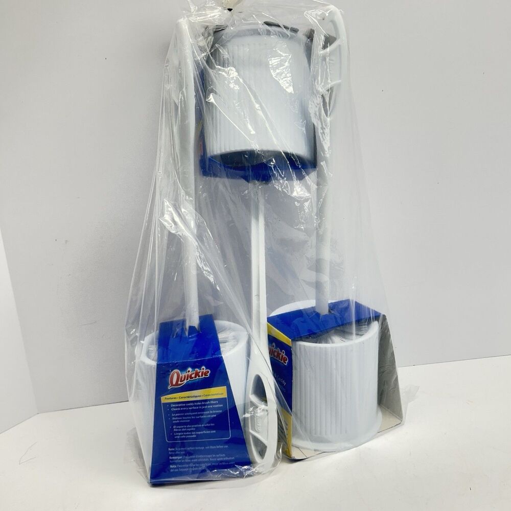 Lot of 3 Quickie Toilet Bowl Brush and Holder Caddy Sets - Brand New Sealed